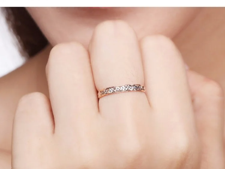 18k Pure Gold Ring Women Rose Engagement Wedding Bands Jewelry Carved Design Real Solid 750