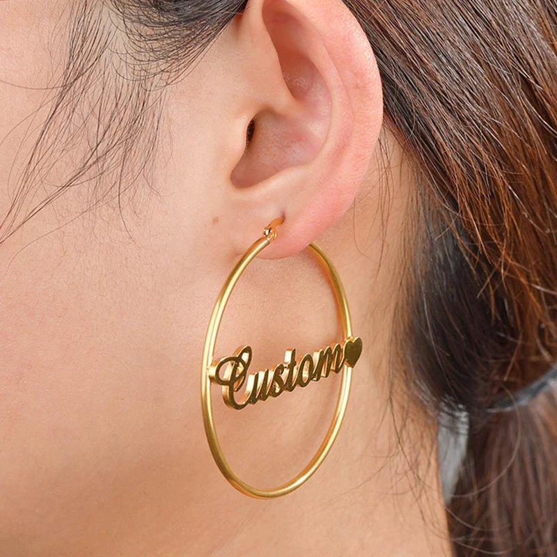 Personalized Name Drop Earrings Customize Namplate ID Dangle Earring Women Stainless Steel Party Gift