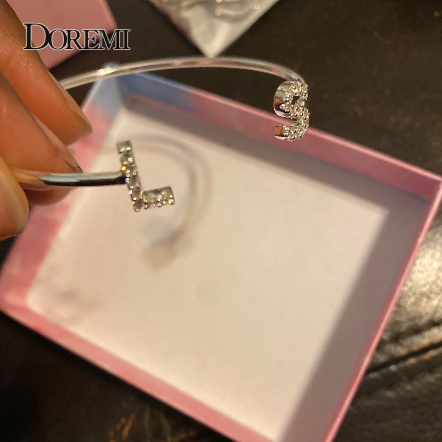 Custom Letter Bracelet Baby bangle Zirconia Pave Setting Initial bracelet Child & Adult size for Unique Cuff Jewelry