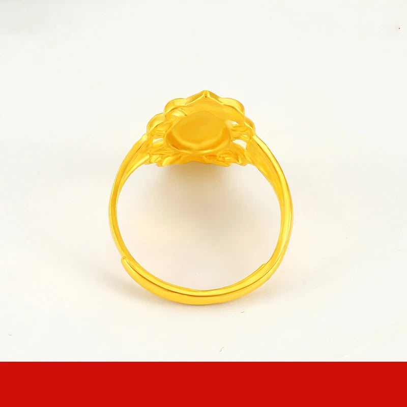 24K Pure Gold Ring Real AU 999 Solid Gold Rings Elegant Shiny Beautiful Upscale Trendy Classic Jewelry