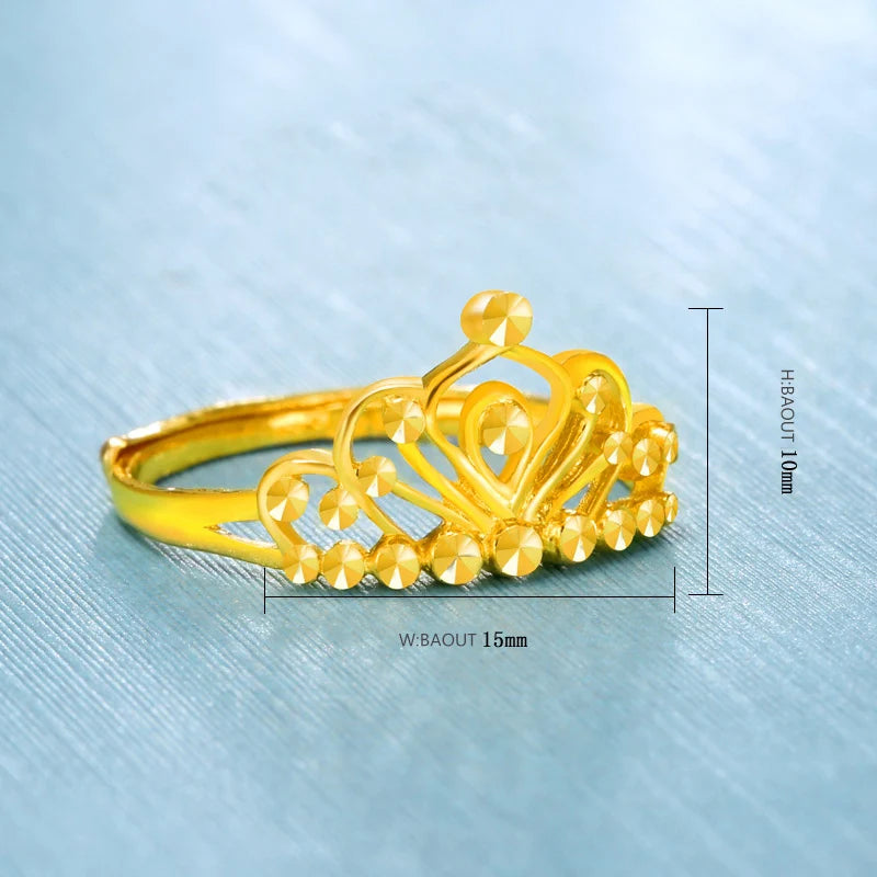 24K Pure Gold Ring Real AU 999 Solid Gold Rings Trendy Beautiful Crown Nice Upscale Classic Fine Jewelry
