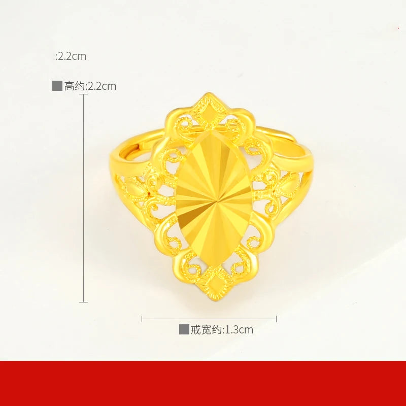 24K Pure Gold Ring Real AU 999 Solid Gold Rings Elegant Shiny Beautiful Upscale Trendy Classic Jewelry
