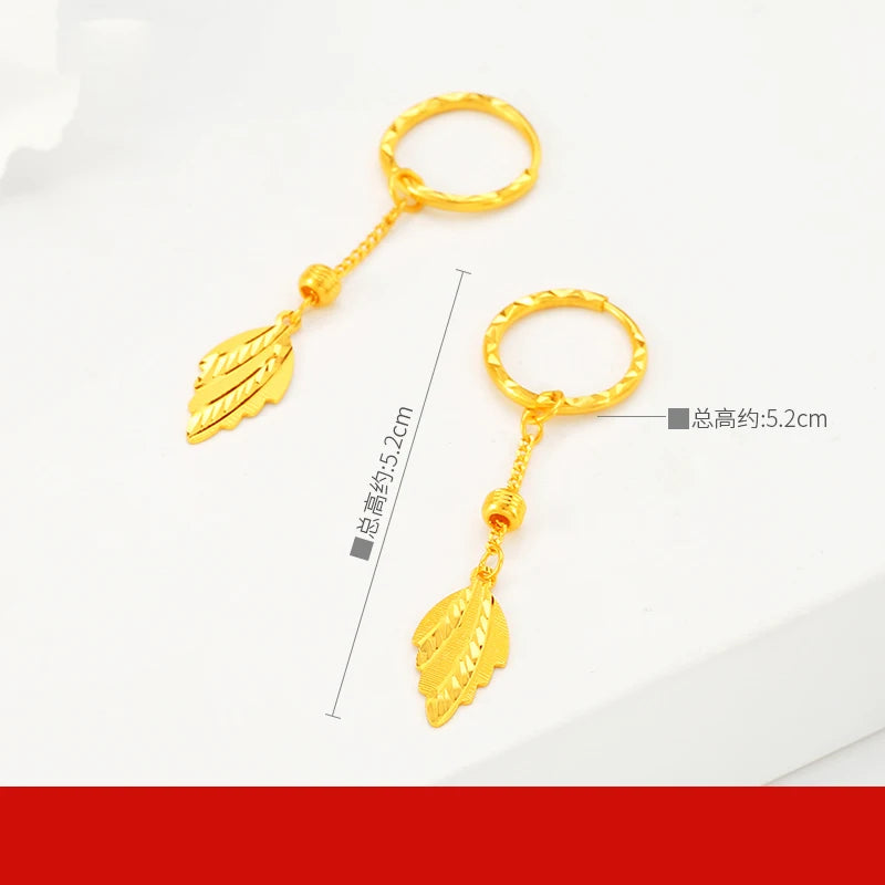 24K Pure Gold Earring Real AU 999 Solid Gold Earrings Nice Good Upscale Trendy Fine Jewelry