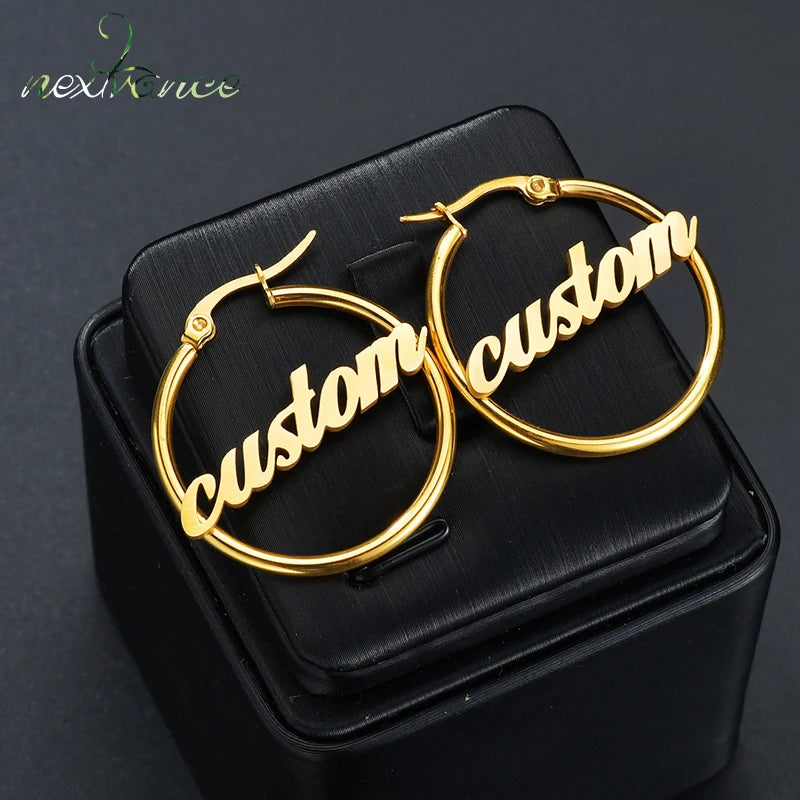 Personalized Name Drop Earrings Customize Namplate ID Dangle Earring Women Stainless Steel Party Gift
