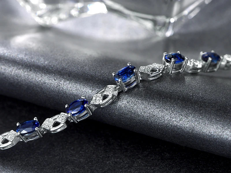 Natural sapphire 18k Pure Gold Female Bracelets Fine Jewelry Gift Girl Thin Trendy Solid 750 Real Bangle Party Good Nice