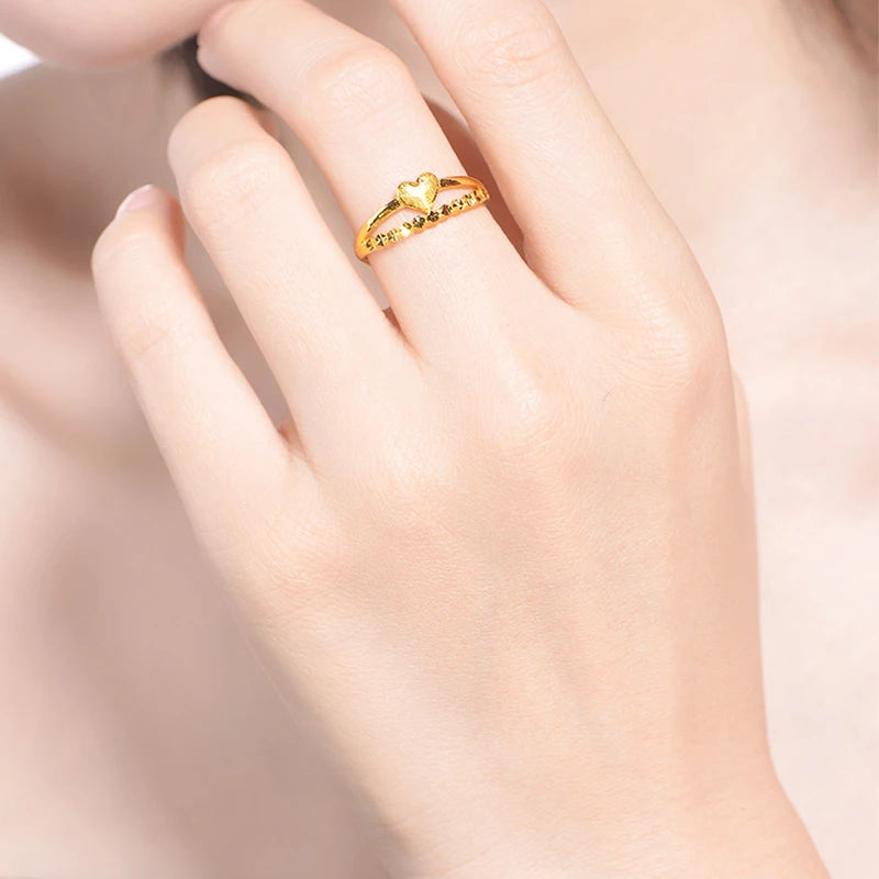 24K Gold Ring Real Pure Solid Au999 Yellow Gold Love Row Circle Ring Female Ring Gift As Girlfriend Exquisite Jewelry