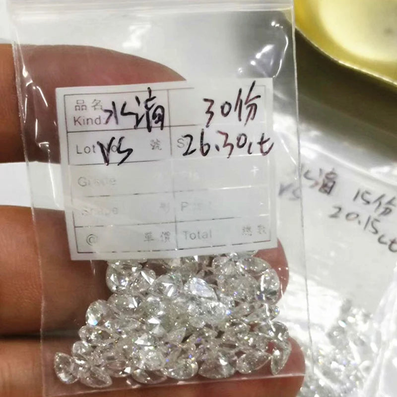 100% Natural Diamond Loose Gemstone Pear Cut FG Color Good Cut Diamond for Fine Jewelry Wholesale