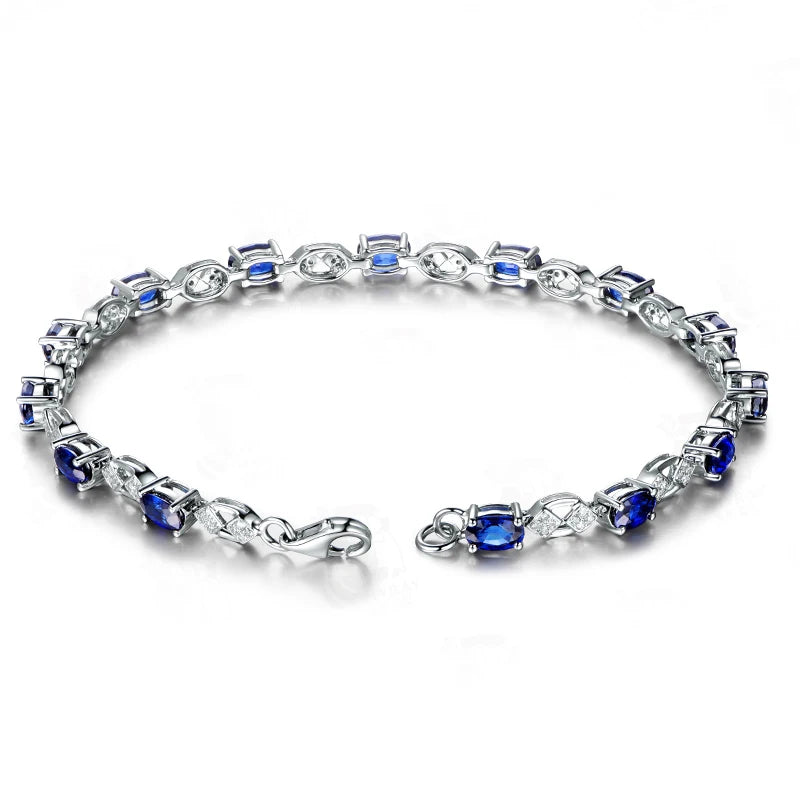 Natural sapphire 18k Pure Gold Female Bracelets Fine Jewelry Gift Girl Thin Trendy Solid 750 Real Bangle Party Good Nice