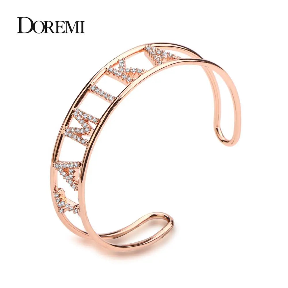 Crystal Hollow Name Bangle with stone Bar Bracelet Custom Name Personalized Bracelets Rhinestone for Actual Pictures