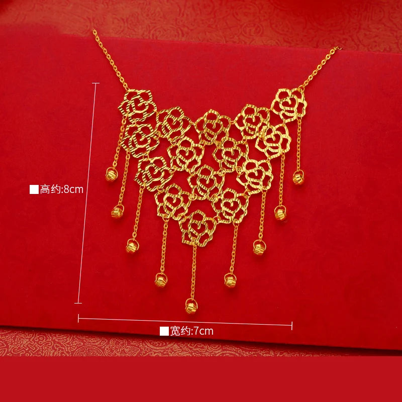24K Pure Gold Necklace Real AU 999 Solid Gold Chain Beautiful Upscale Trendy Classic Party Fine Jewelry