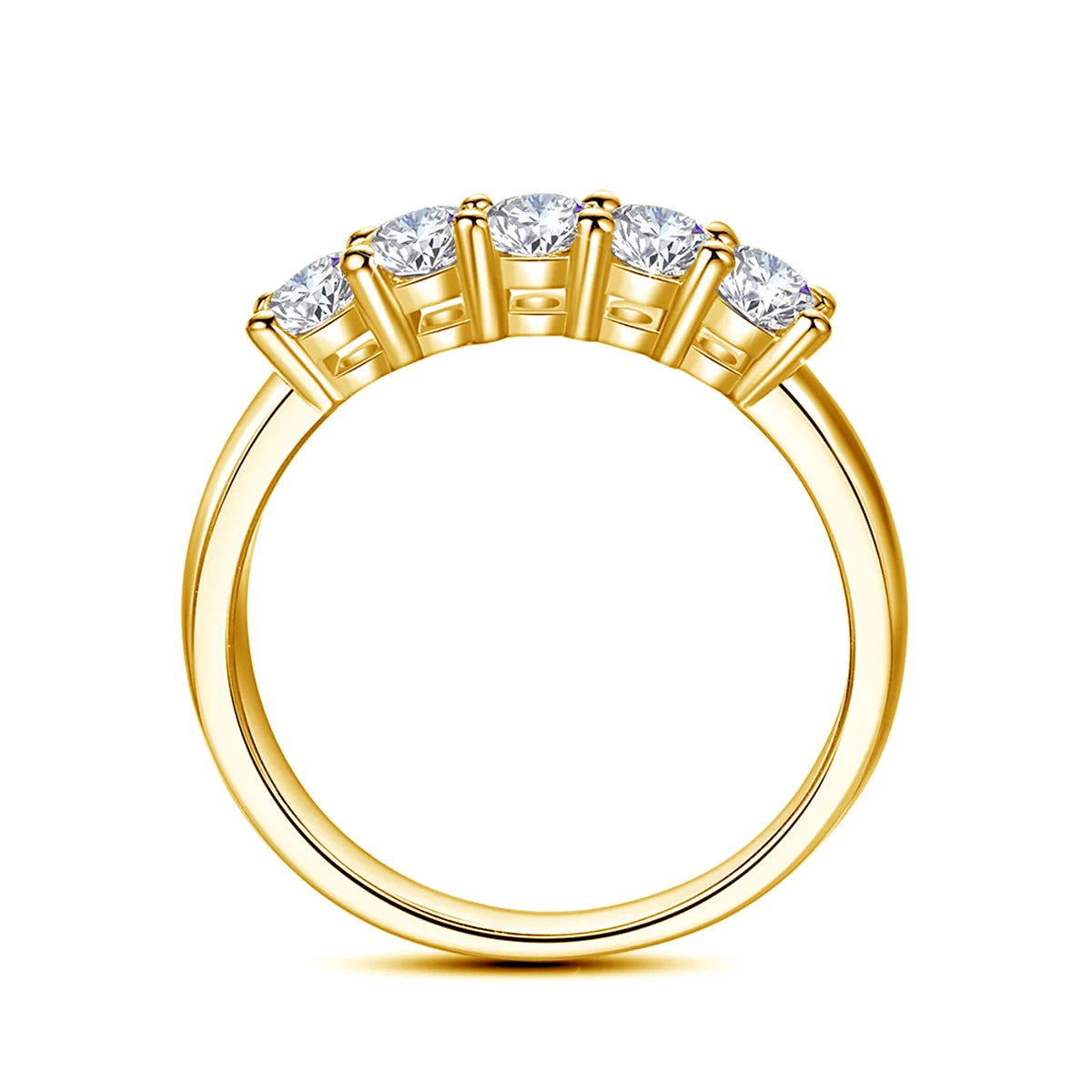Original Solid 18K Gold Moissanite Ring For Women 5 Stone AU 750 Luxury Wedding Jewelry With Stamp Gift Female