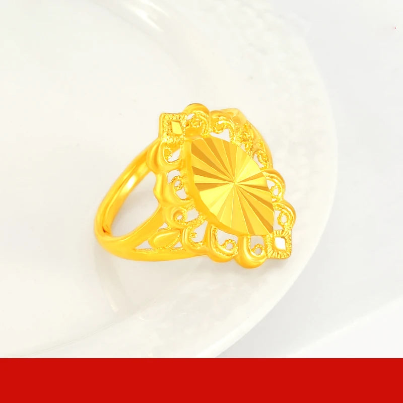 24K Pure Gold Ring Real AU 999 Solid Gold Rings Elegant Shiny Beautiful Upscale Trendy Classic Jewelry