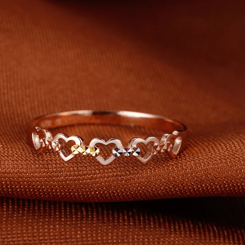 18k Pure Gold Heart Ring 2023 New Hot Selling Top Women Female Models Girl Miss Genuine Real 750 Jewelry Party Romantic