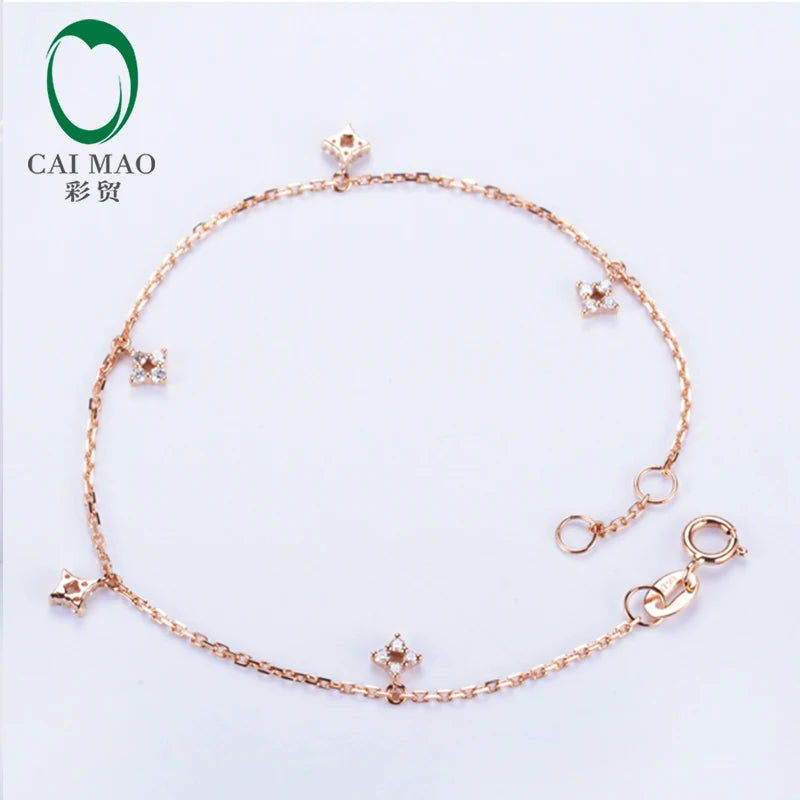 Jewelry 0.20ct Natural Diamonds 18k Rose Gold Engagement Chain Bracelet