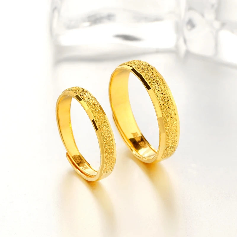24K Pure Gold Ring Real AU 999 Solid Gold Rings Nice Simple Frosted Upscale Trendy Classic Fine Jewelry