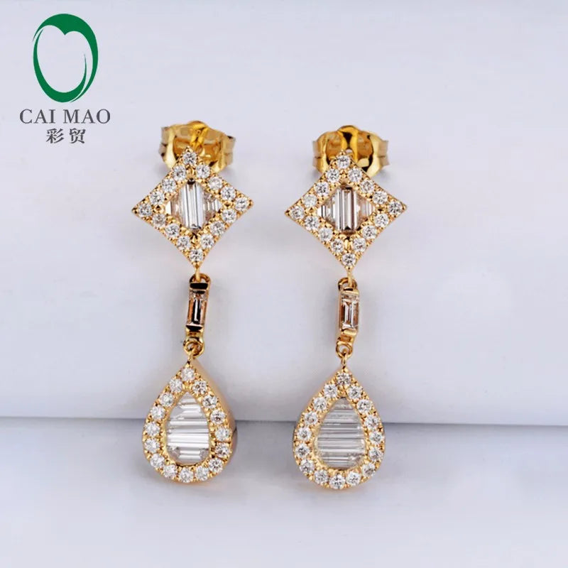 Jewelry 18k Yellow Gold 1.21ct Natural Diamonds Engagement Drop Earrings