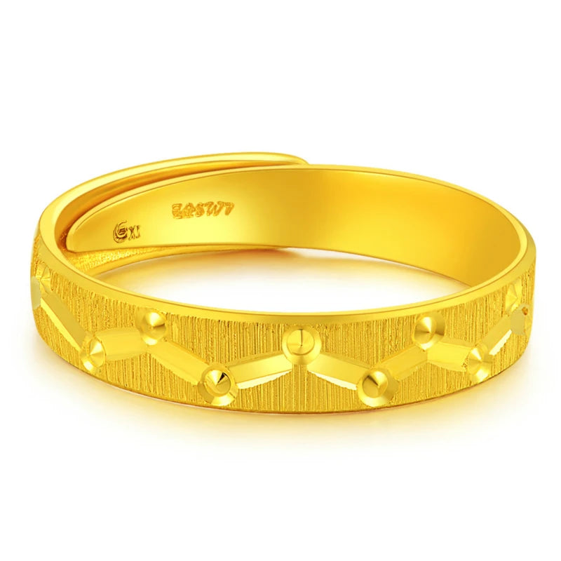 24K Pure gold classic couples Living circle gold ring neutral Couple LOVERS To marry got engaged marry MALE FAMALE GRIL