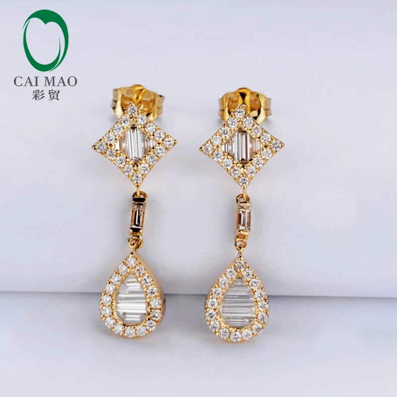 Jewelry 18k Yellow Gold 1.21ct Natural Diamonds Engagement Drop Earrings