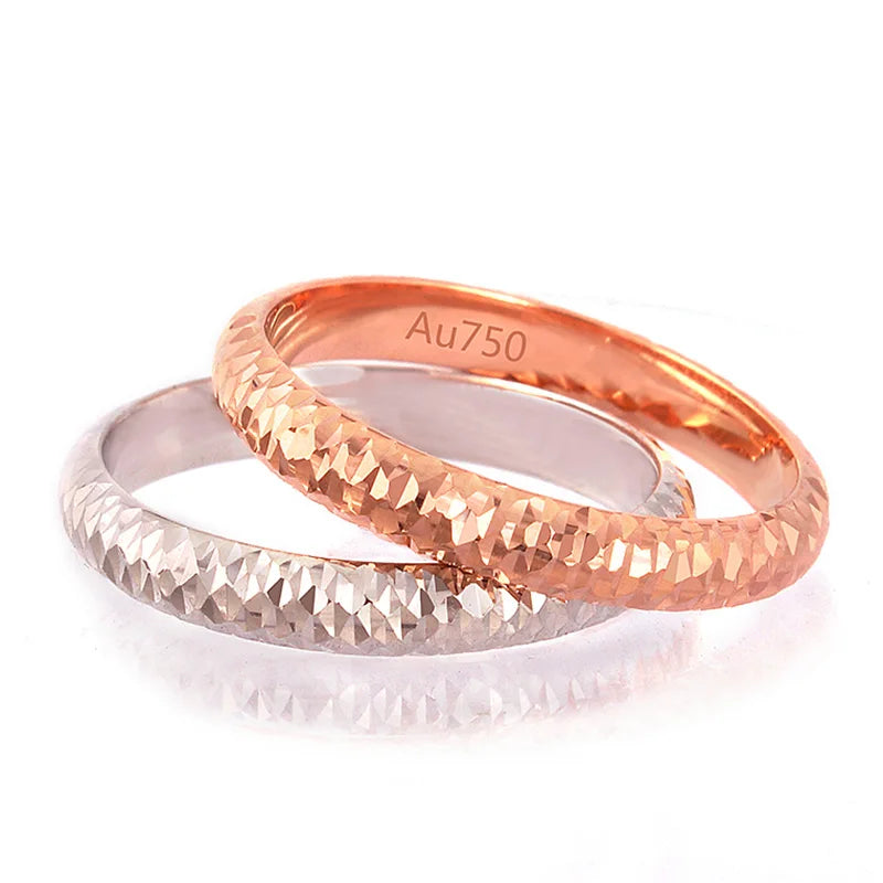 18k Pure Gold Ring Rose White Unisex Men Women Lover Wedding Engagement Fine Jewelry Girl Miss Gift