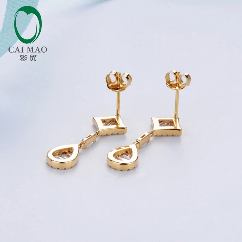 Jewelry 18k Yellow Gold 1.21ct Natural Diamonds Engagement Drop Earrings