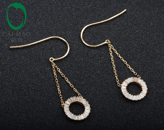 18K Yellow Gold 0.75ct Natural Baguette Didmonds Earrings for Anniversary