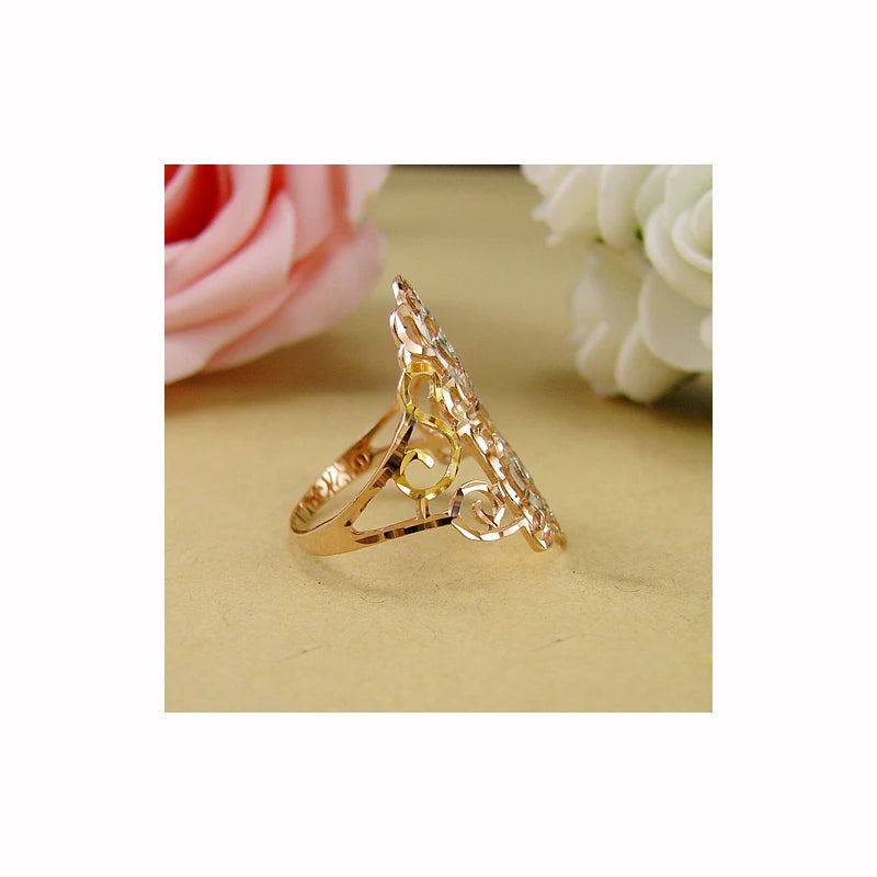 18k Rose Gold Ring 2023 New Women Fine Jewelry Hollowed-out Light Luxury Style Gift Female Ring