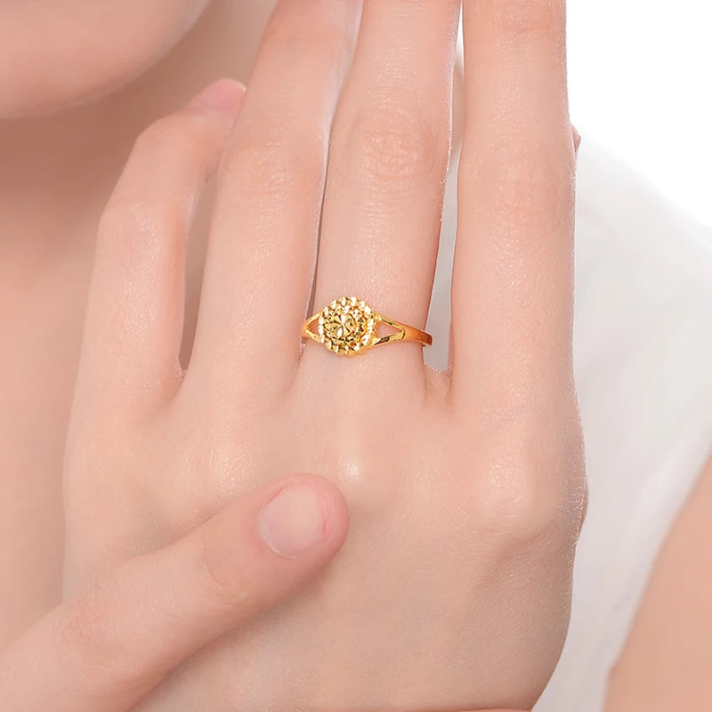 24K Pure Gold Ring Real AU 999 Solid Gold Rings Upscale Multi Layered Circle Trendy Classic Fine Jewelry