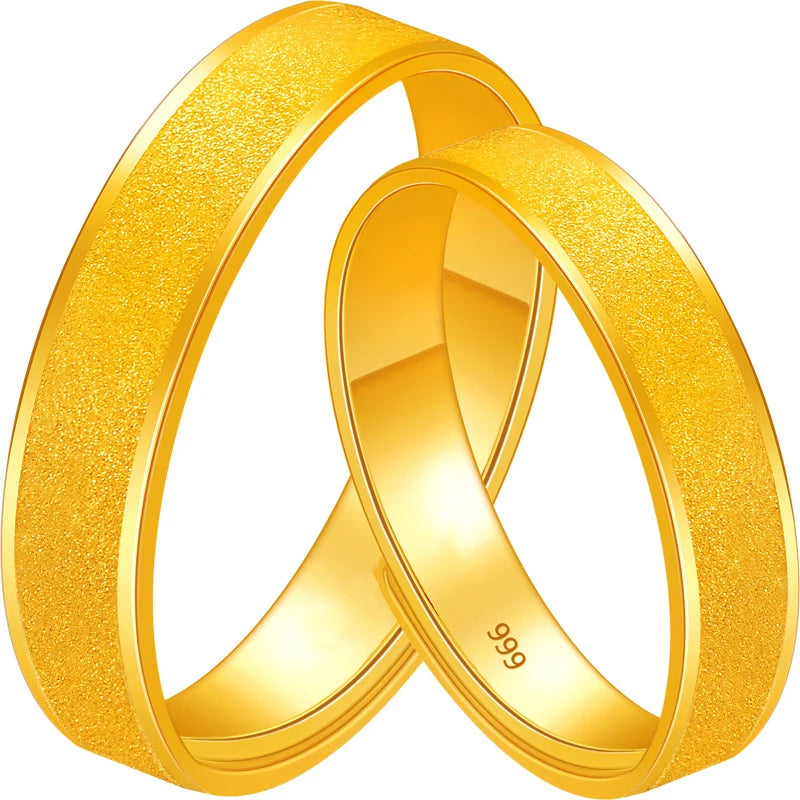 24K Pure Gold Ring Real AU 999 Solid Gold Rings Good Shiny Beautiful Couple Ring Trendy Classic Fine Jewelry