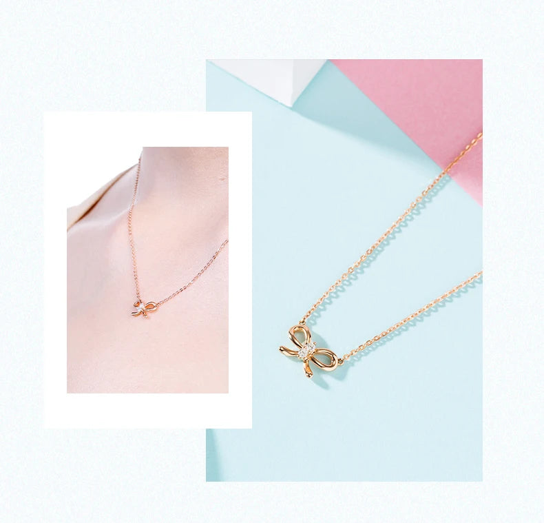 18K Pure Gold Pendant Real AU 750 Solid Gold Charm Good Nice Bow Tie Diamond Upscale Trendy Party Fine Jewelry