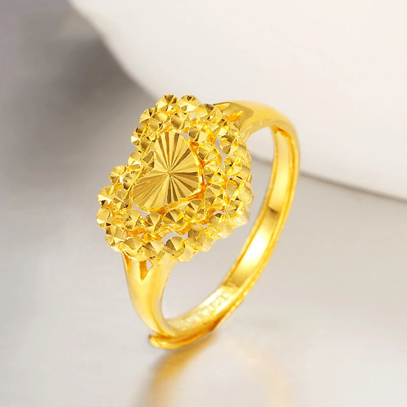 24K Pure Gold Ring Real AU 999 Solid Gold Rings Elegant Charming Upscale Trendy Classic Party Fine Jewelry