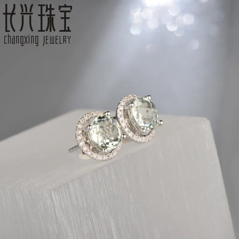 Jewelry 18KT White Gold 6x8mm Oval Cut 2.16ct Pink Tourmaline & 0.30ct Diamond Engagement Earrings