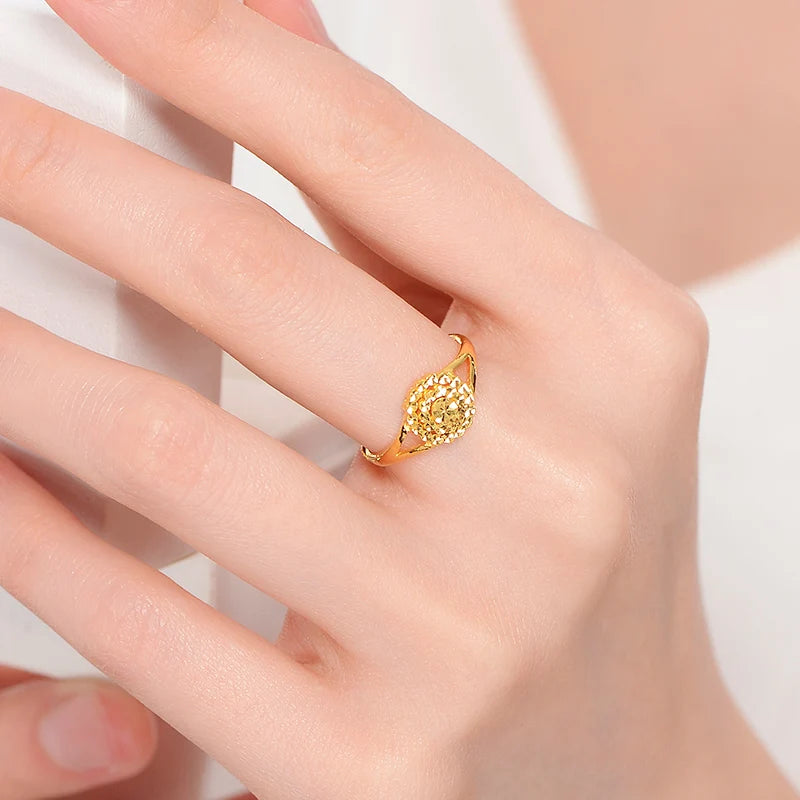 24K Pure Gold Ring Real AU 999 Solid Gold Rings Upscale Multi Layered Circle Trendy Classic Fine Jewelry