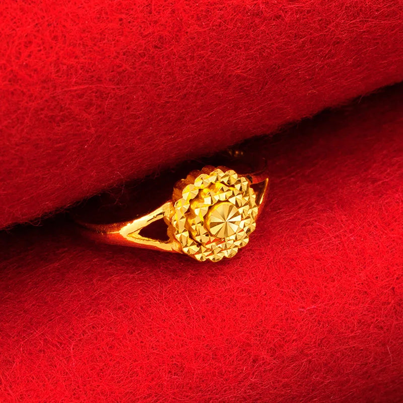 24K Pure Gold Ring Real AU 999 Solid Gold Rings Upscale Multi Layered Circle Trendy Classic Fine Jewelry