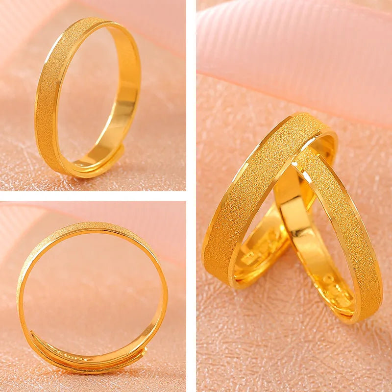 24K Pure Gold Ring Real AU 999 Solid Gold Rings Good Shiny Beautiful Couple Ring Trendy Classic Fine Jewelry