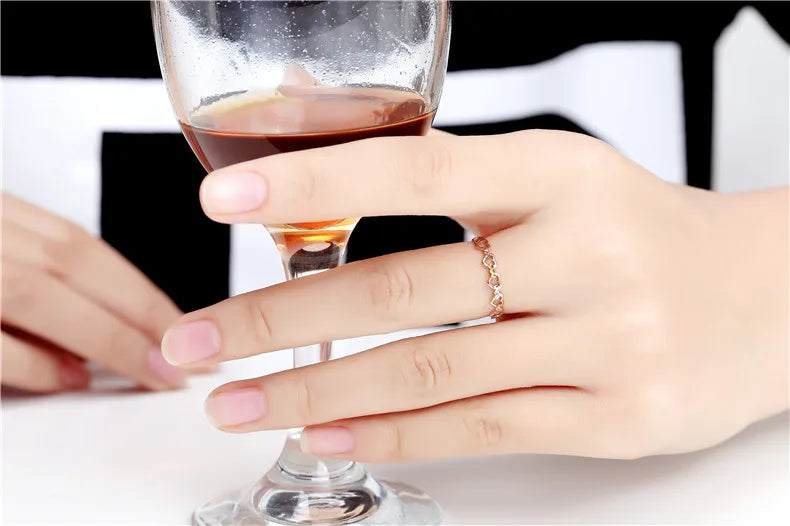 18k Pure Gold Heart Ring 2023 New Hot Selling Top Women Female Models Girl Miss Genuine Real 750 Jewelry Party Romantic