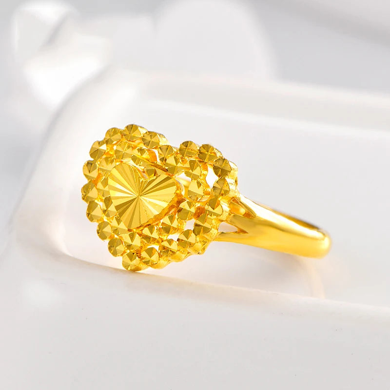 24K Pure Gold Ring Real AU 999 Solid Gold Rings Elegant Charming Upscale Trendy Classic Party Fine Jewelry