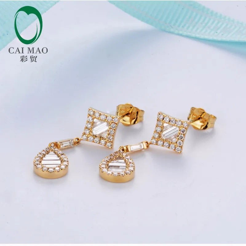 Jewelry 18k Yellow Gold 1.21ct Natural Diamonds Engagement Drop Earrings