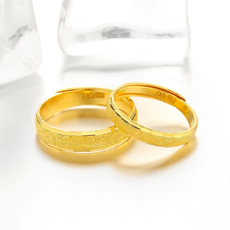 24K Pure Gold Ring Real AU 999 Solid Gold Rings Nice Simple Frosted Upscale Trendy Classic Fine Jewelry