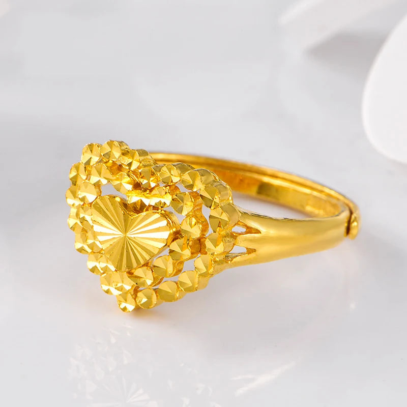 24K Pure Gold Ring Real AU 999 Solid Gold Rings Elegant Charming Upscale Trendy Classic Party Fine Jewelry