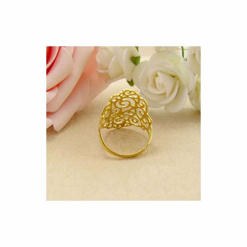 18k Rose Gold Ring 2023 New Women Fine Jewelry Hollowed-out Light Luxury Style Gift Female Ring