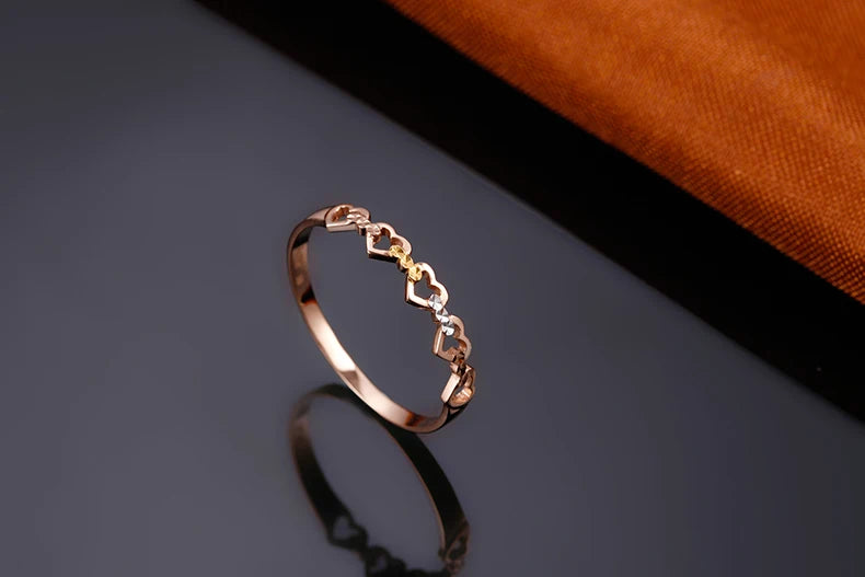 18k Pure Gold Heart Ring 2023 New Hot Selling Top Women Female Models Girl Miss Genuine Real 750 Jewelry Party Romantic