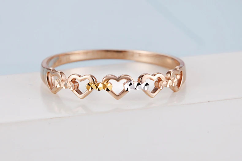 18k Pure Gold Heart Ring 2023 New Hot Selling Top Women Female Models Girl Miss Genuine Real 750 Jewelry Party Romantic