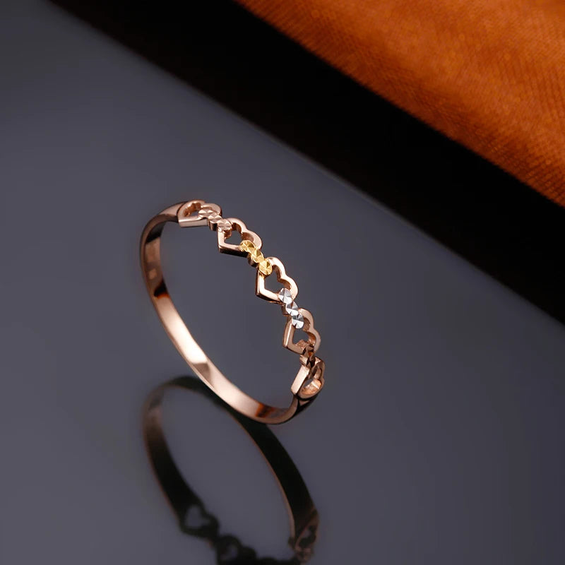 18k Pure Gold Heart Ring 2023 New Hot Selling Top Women Female Models Girl Miss Genuine Real 750 Jewelry Party Romantic