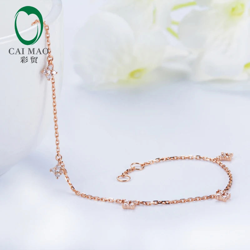 Jewelry 0.20ct Natural Diamonds 18k Rose Gold Engagement Chain Bracelet