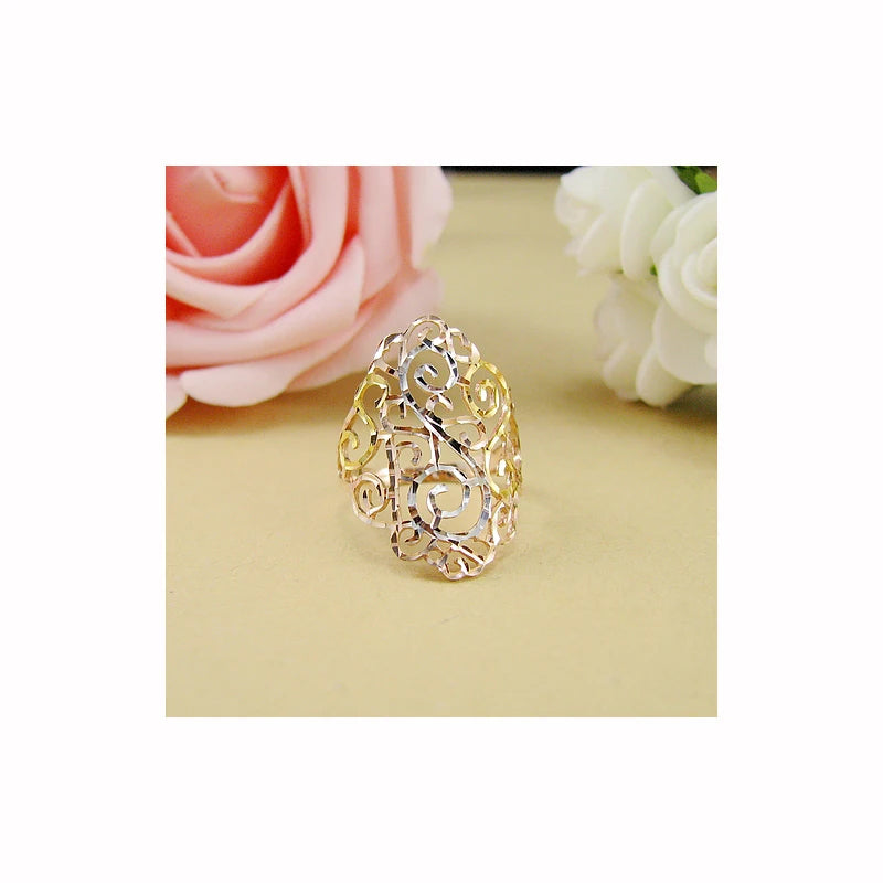 18k Rose Gold Ring 2023 New Women Fine Jewelry Hollowed-out Light Luxury Style Gift Female Ring