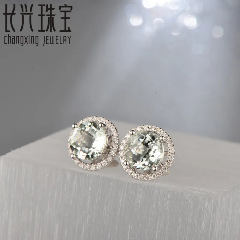 Jewelry 18KT White Gold 6x8mm Oval Cut 2.16ct Pink Tourmaline & 0.30ct Diamond Engagement Earrings