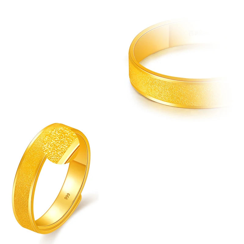 24K Pure Gold Ring Real AU 999 Solid Gold Rings Good Shiny Beautiful Couple Ring Trendy Classic Fine Jewelry