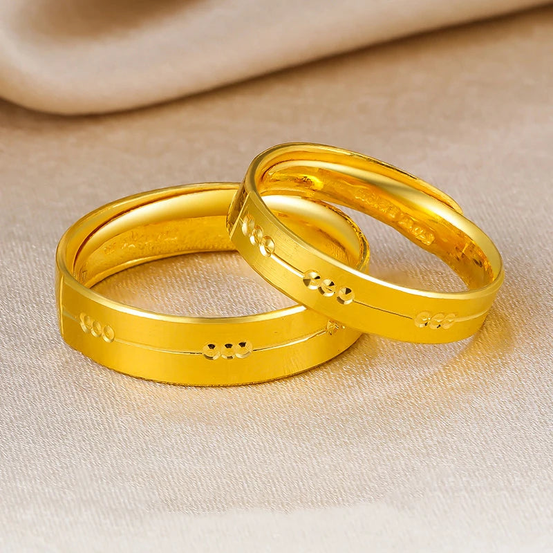 24K Pure Gold Ring Real AU 999 Solid Gold Rings Good Shiny Glossy Trendy Classic Party Fine Jewelry Love Couples