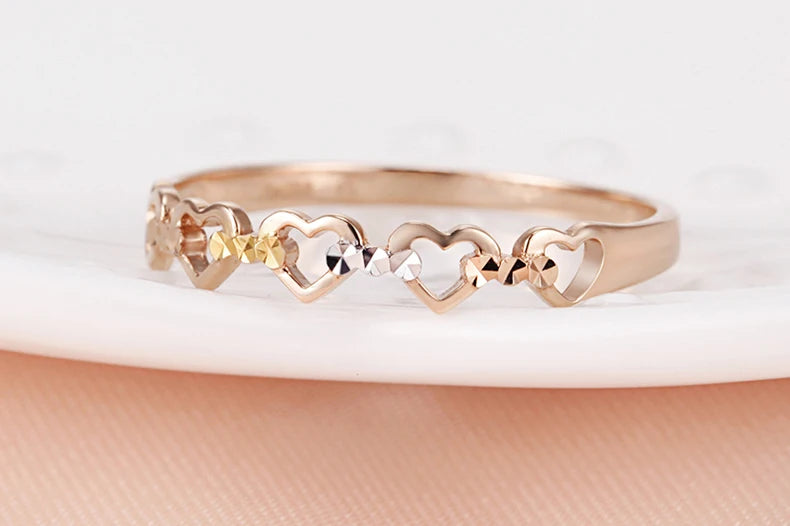 18k Pure Gold Heart Ring 2023 New Hot Selling Top Women Female Models Girl Miss Genuine Real 750 Jewelry Party Romantic