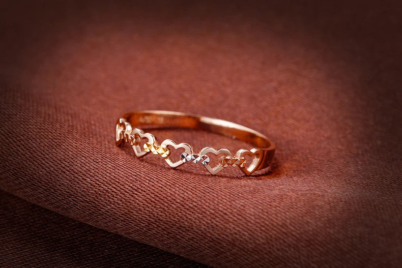 18k Pure Gold Heart Ring 2023 New Hot Selling Top Women Female Models Girl Miss Genuine Real 750 Jewelry Party Romantic